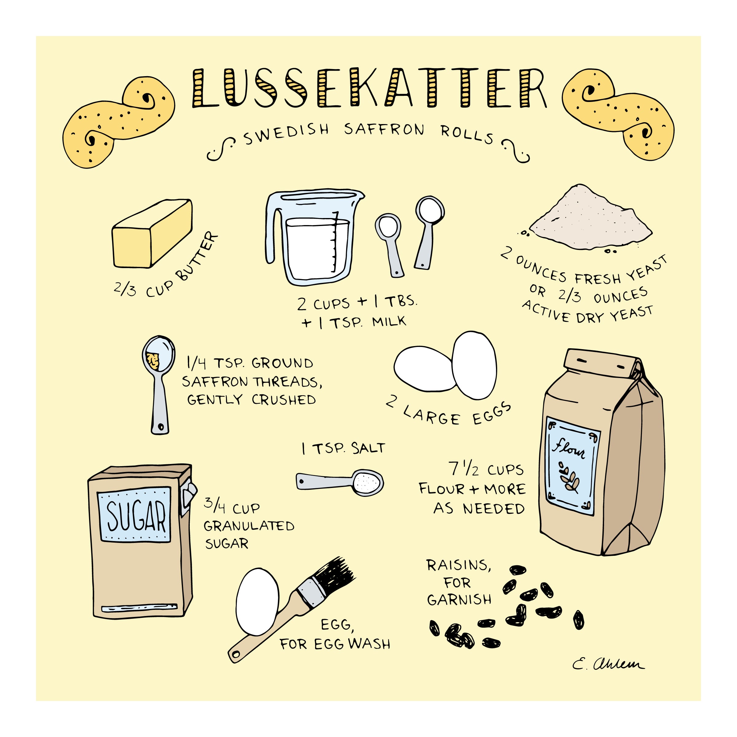 Lussekatter Recipe Print