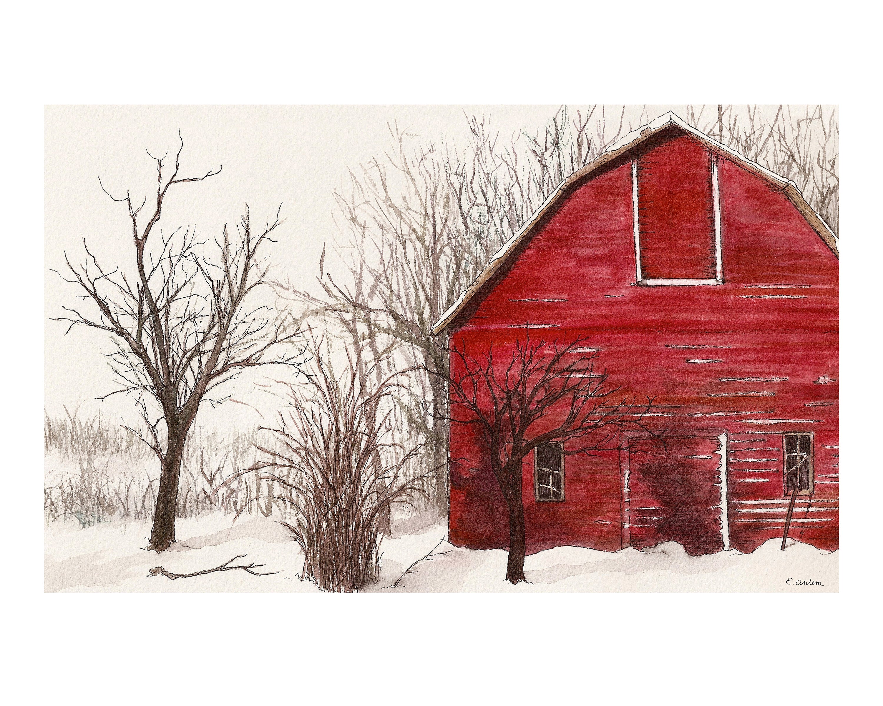 Red Barn in Winter
