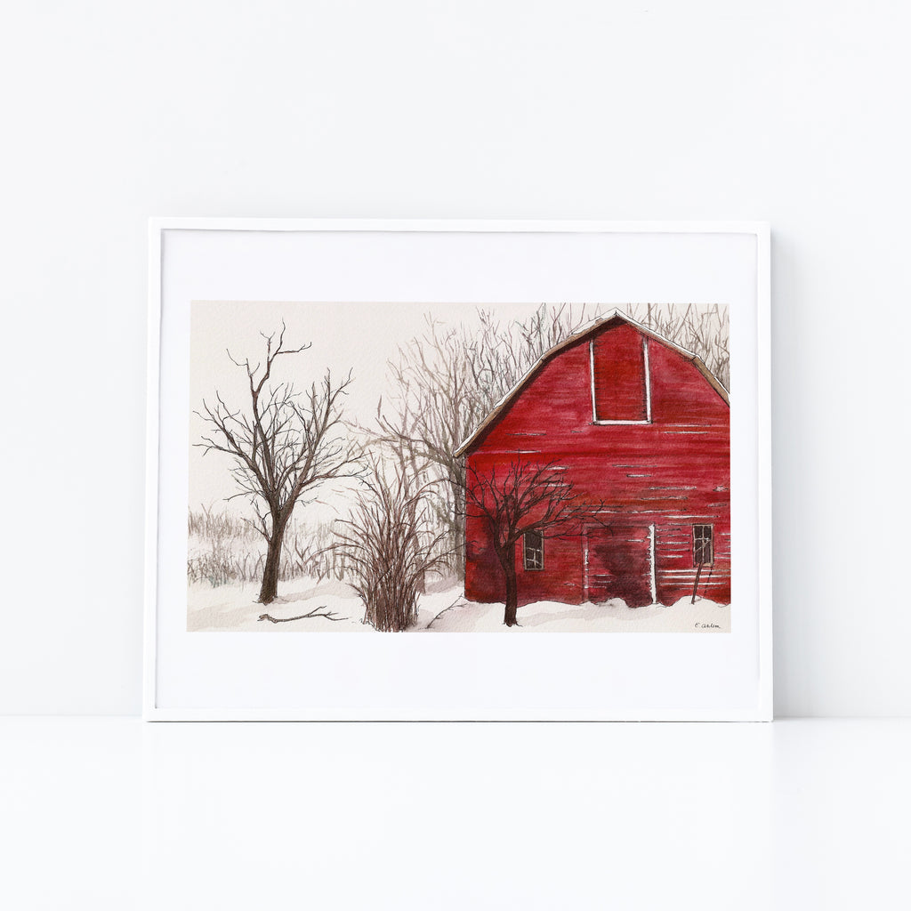 Red Barn in Winter