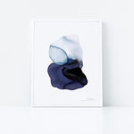 8x10 inch botanical print. abstract. blue and white art. 